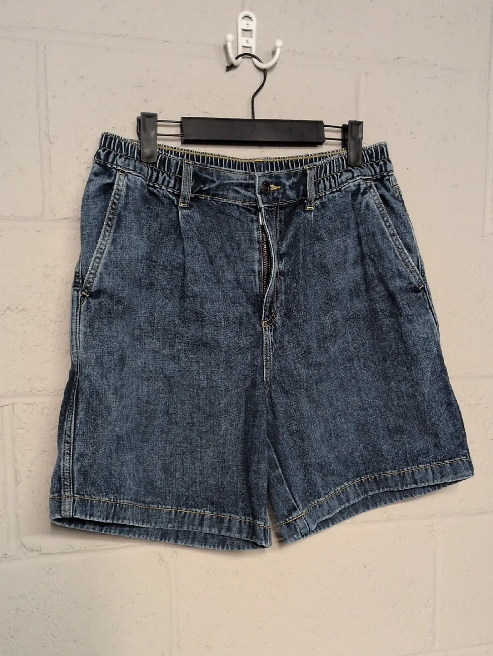 aerie Oversized Elastic Waist Denim Trouser Shorts, Size Medium, Baggy Jorts